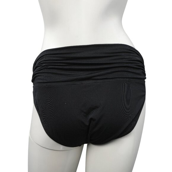 Carmen Marc Valvo Ruched Bikini Bottom Swimsuit Black Stretch Beach Pool - Picture 6 of 6